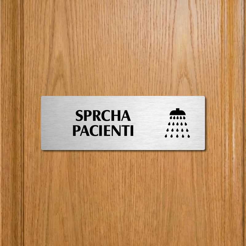 Sprcha pacienti, 240x79mm, stříbrná popiska 
